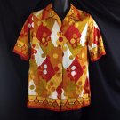 Vtg Alex Colman Diamonds & Dots Casual Cotton Sheen Shirt Orange Gold L / XL