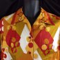 Vtg Alex Colman Diamonds & Dots Casual Cotton Sheen Shirt Orange Gold L / XL