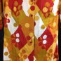 Vtg Alex Colman Diamonds & Dots Casual Cotton Sheen Shirt Orange Gold L / XL