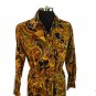 Vtg Groovy Wide Collar Pullover Shirt Dress Paisley Long Sleeve Gold Brown M