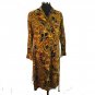 Vtg Groovy Wide Collar Pullover Shirt Dress Paisley Long Sleeve Gold Brown M