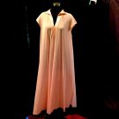 Vtg Lucie Ann Pink Tricot Nylon Satin Collar Nightgown Asian Hollywood Glam S-L