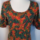 Lularoe Orange Floral Fall Colors Nicole Dress Stretch 2XL USA