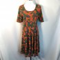 Lularoe Orange Floral Fall Colors Nicole Dress Stretch 2XL USA