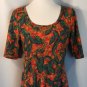 Lularoe Orange Floral Fall Colors Nicole Dress Stretch 2XL USA