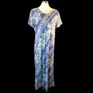 Hilo Hattie Blue Hawaiian Diagonal Tapa Print Maxi Dress L