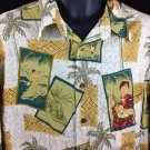 Reyn Spooner Ukulele Kane Native Mens Hawaiian Shirt Wahine Surfer Tapa Print XL