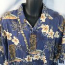 Hilo Hattie Tiki Totem Hawaiian Aloha Shirt XL Hibiscus Palm Tree