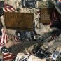 Vtg Flatbed Trucks American Flag Stars Stripes Cotton Shirt Red White Khaki L