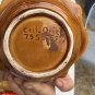 Vtg Orange Gold Flame Drip Glaze CA Pottery Lazy Susan Tiki Room Ceramic Wood