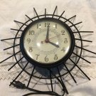 Black Star Sunburst Metal Cage United Clock Corp Model 67 Industrial Wall Clock