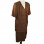 Oleg Cassini 90s Double Breasted Lined Skirt Suit Tawny Brown Ladies 16
