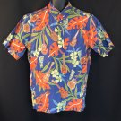 Pineapple Ukulele Ku Tiki Reyn Spooner Blue Hawaiian Shirt Reverse Print Cotton