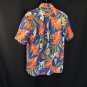 Pineapple Ukulele Ku Tiki Reyn Spooner Blue Hawaiian Shirt Reverse Print Cotton