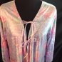 Vtg 1970s Vanity Fair Antron Lounge Nightgown Kaftan Deco Floral Pastel Print L