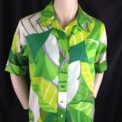 Lady Bayard Mod Bold Hawaiian Shirt Dress Wide Collar Exotic Tropical Leaf M/L