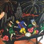 Fun Festive NYE 2000 Fireworks Champage Roses Dancing Black Dress Knee Length 18