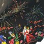 Fun Festive NYE 2000 Fireworks Champage Roses Dancing Black Dress Knee Length 18