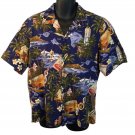 Royal Hawaiian Pink Palace Aloha Shirt Honolulu Ukulele Surfer Islands XL