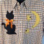 Black Cat Crescent Moon Fall Festival Halloween Shirt Orange Black XL
