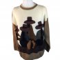 vtg Alpaca Wool Artisan Sweater Brown Color Block Natives 3D Braids Peru L