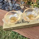 Vintage Federal Glassware  COLOR- KING Tangerine ASHTRAY Set and Original Box