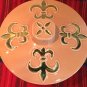Fleur De Lis Peach Gold Ceramic Covered Casserole CA Pottery Mardi Gras 2 cup