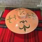 Fleur De Lis Peach Gold Ceramic Covered Casserole CA Pottery Mardi Gras 2 cup