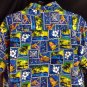 Vtg Surfer Ukulele Shell Tapa Print Mens Aloha Hawaiian Shirt XL Blue Green USA