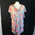 Fun Flirty Dress 16P Vtg Lori Max NY Pastel Tiered Ruffle semi Sheer