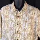 Kahala John Severson Hawaiian Shirt Tonal Ivory Coconut Palm Tree Stripe XL