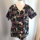 Disney Tinkerbell Love Life Scrubs Smile Dance Laugh Large Black Rainbow