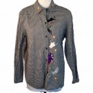 Victoria Jones Halloween Shirt Top Embroidered Candy Corn Ghost Skeleton M/L