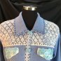 Blue Button Cluster Boho Cardigan Sweater Storybook Knits Topstitch Detail L