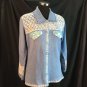 Blue Button Cluster Boho Cardigan Sweater Storybook Knits Topstitch Detail L