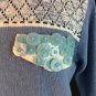 Blue Button Cluster Boho Cardigan Sweater Storybook Knits Topstitch Detail L