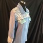 Blue Button Cluster Boho Cardigan Sweater Storybook Knits Topstitch Detail L