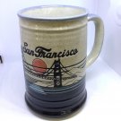 Vtg San Francisco Sunset Golden Gate Stoneware Mug Stein Etched Cup