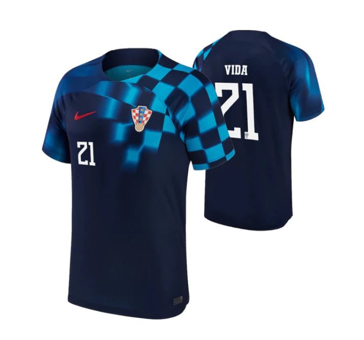 Team Uniform #21 Domagoj Vida Jerseys Croatia 2023 Away Game Navy Fans ...