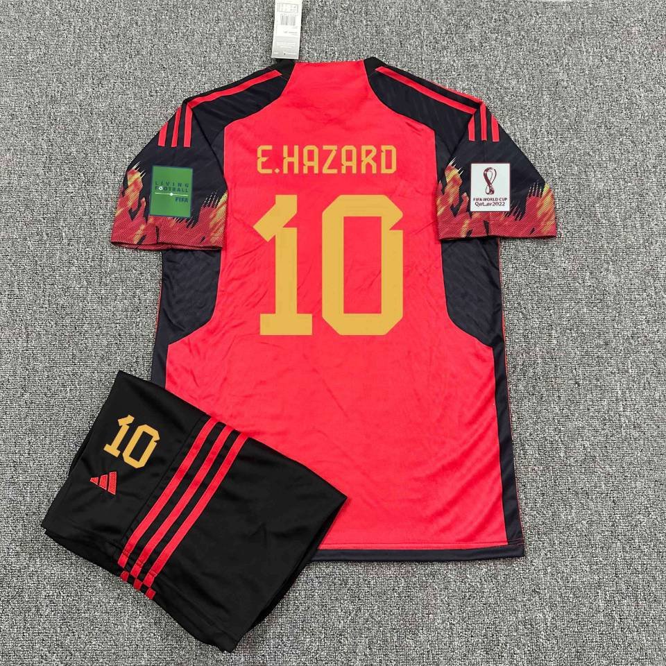 Uniform Suit #10 Eden Hazard Jerseys Shorts Belgium 2023 Red Patch men ...