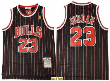 Michael jordan jersey shop black red pinstripes