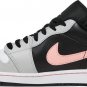 Mens Wmns Air Jordan 1 Low Grey Fog Bleached Coral 553558 062