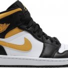 Mens Wmns Air Jordan 1 Mid Black University Gold 554724 177