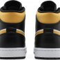 Mens Wmns Air Jordan 1 Mid Black University Gold 554724 177