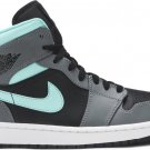 Mens Wmns Air Jordan 1 Mid Grey Aqua 554724 063