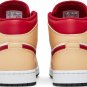 Mens Wmns Air Jordan 1 Mid Light Curry Cardinal Red 554724 201
