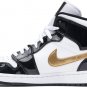 Mens Wmns Air Jordan 1 Mid Patent Black Gold 852542 007