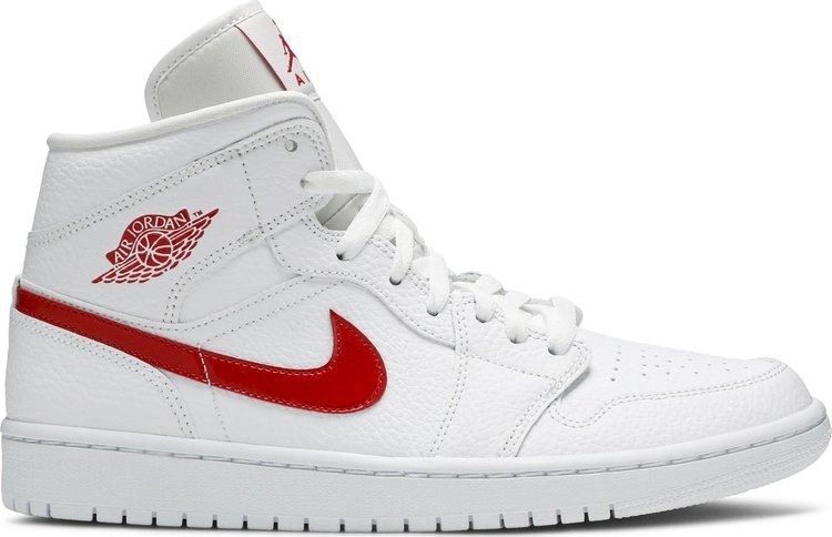 Mens Wmns Air Jordan 1 Mid White University Red BQ6472 106