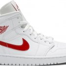 Mens Wmns Air Jordan 1 Mid White University Red BQ6472 106
