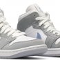 Mens Wmns Air Jordan 1 Mid Wolf Grey Aluminum BQ6472 105